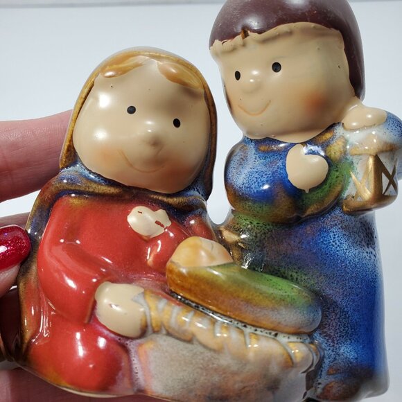 Glazed Ceramic Nativity Christmas Mary Joseph Baby Jesus figurines children - Picture 3 of 12
